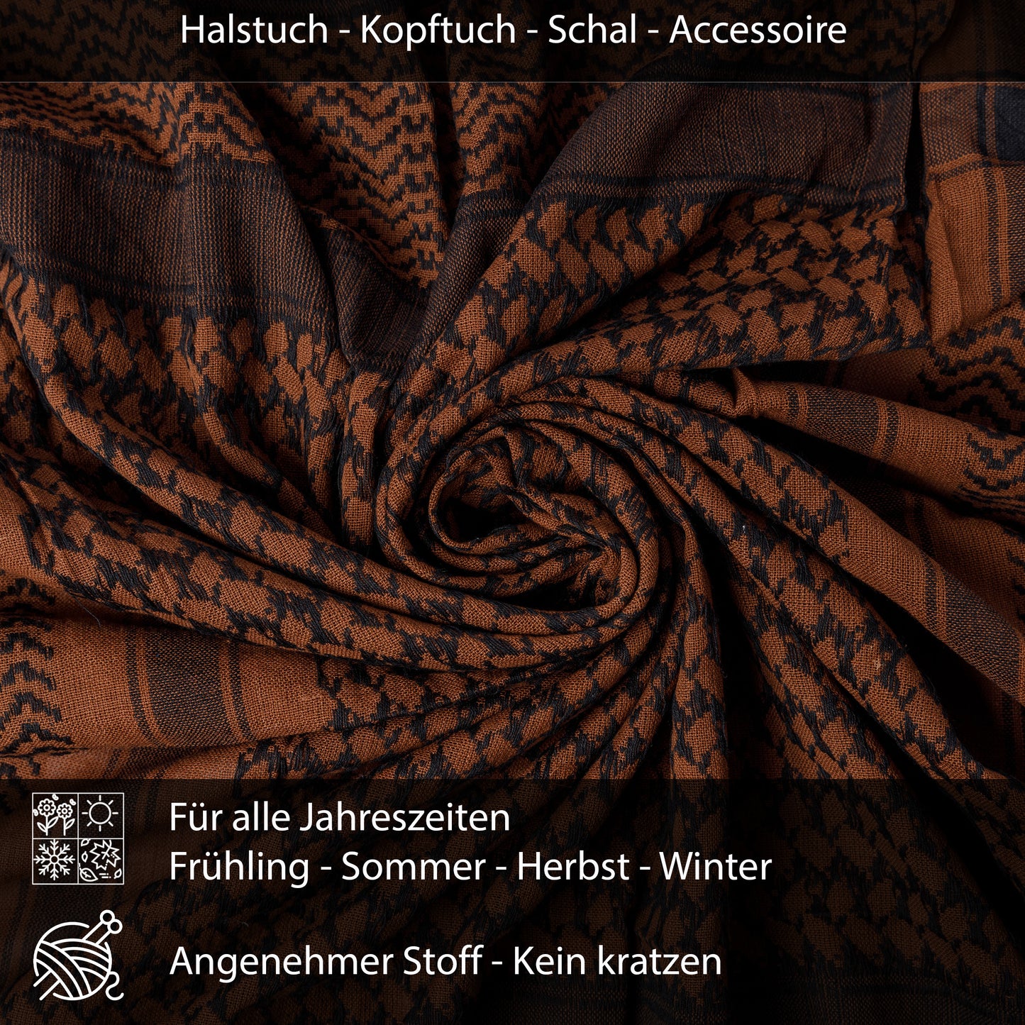 Palästinensertuch Shemagh Kufiya in Braun Schwarz - Wild-Clothing