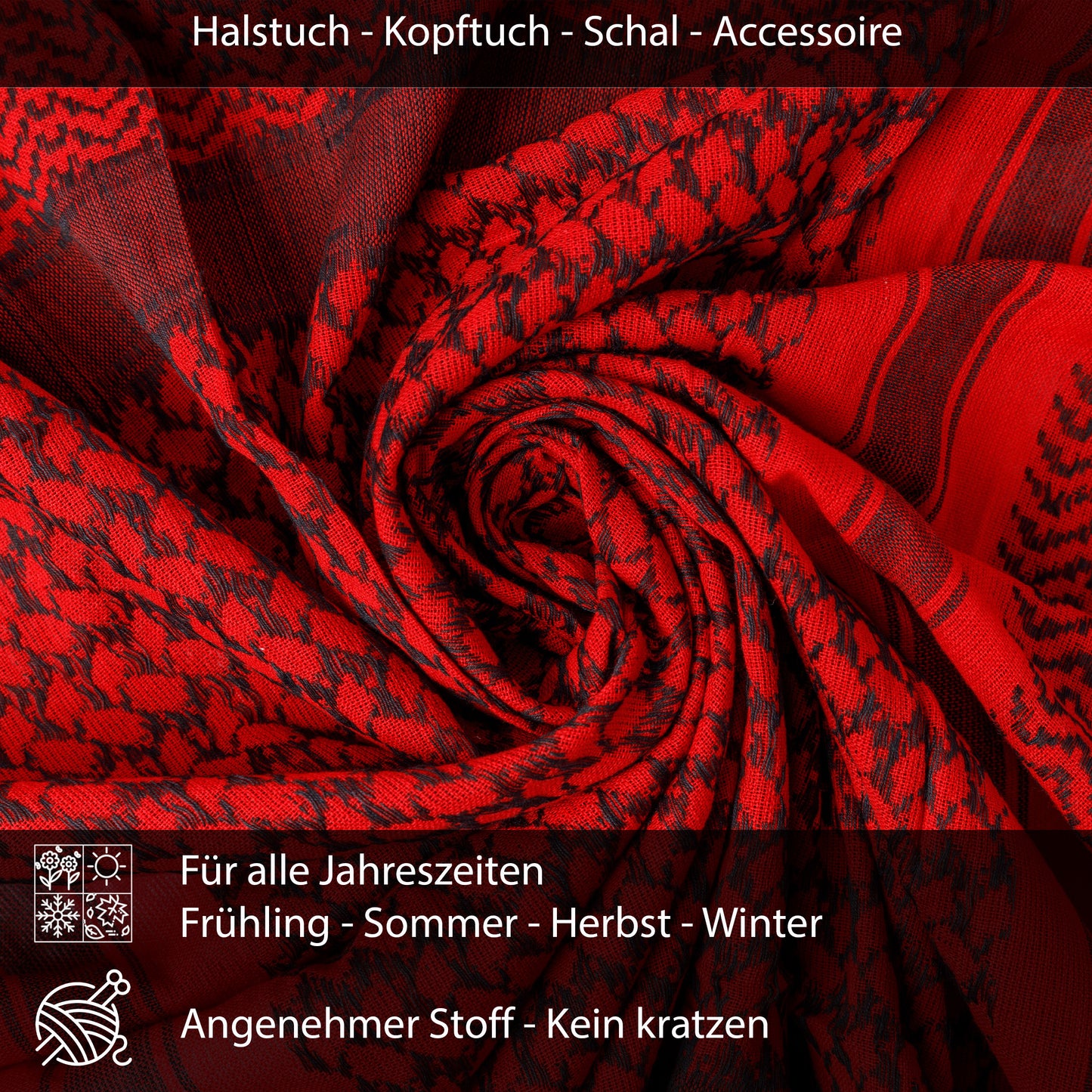 Palästinensertuch Shemagh Kufiya in Schwarz Rot
