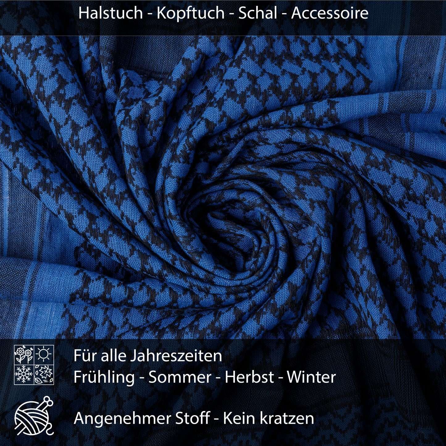 Palästinensertuch Shemagh Kufiya in Schwarz Blau