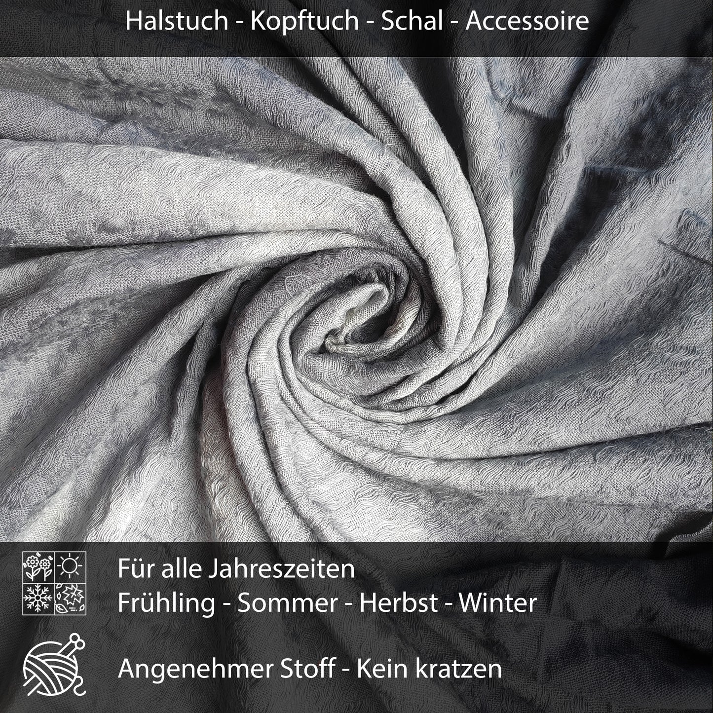Palästinensertuch Shemagh Kufiya in Grau Tie Dye