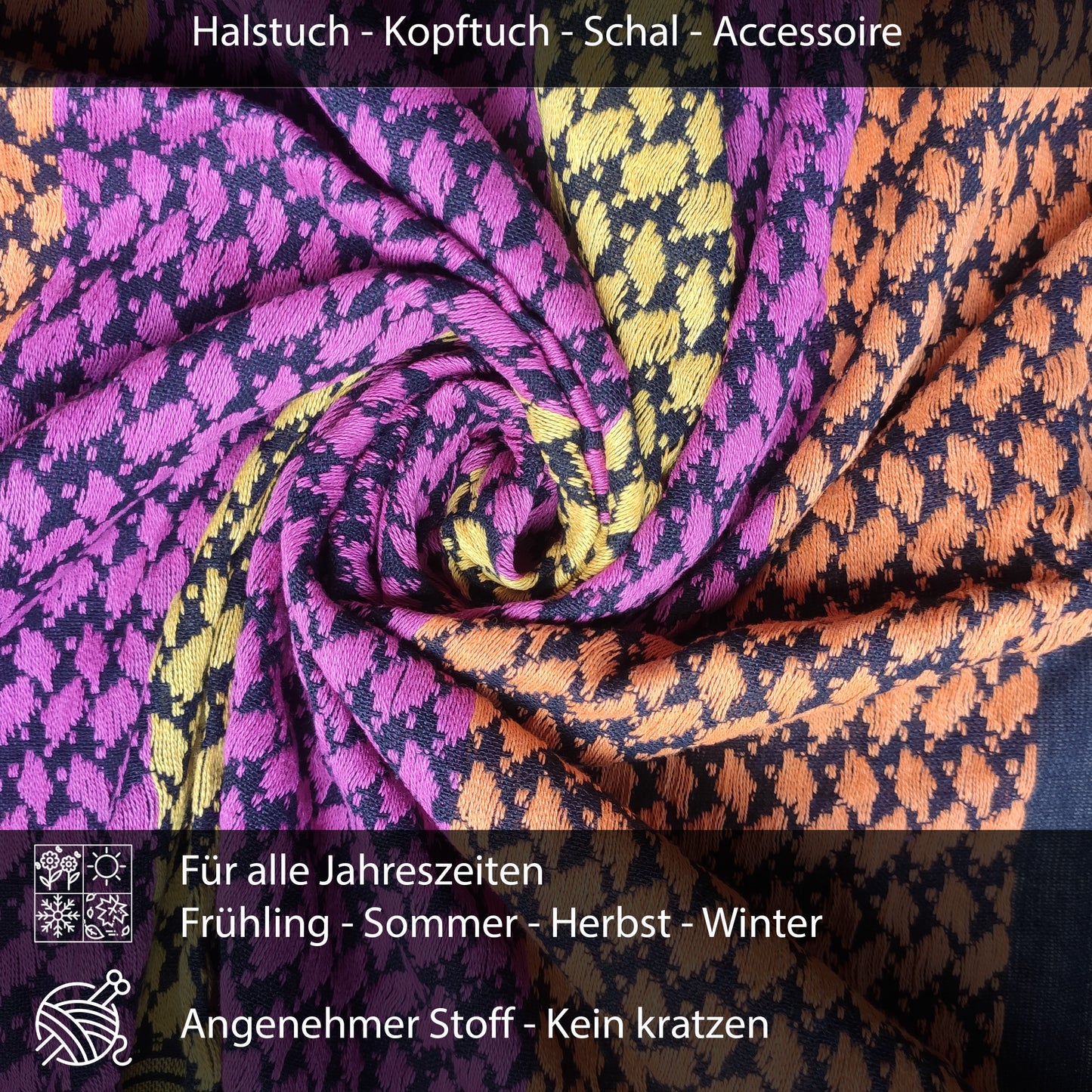 Palästinensertuch Shemagh Kufiya in Schwarz Regenbogen