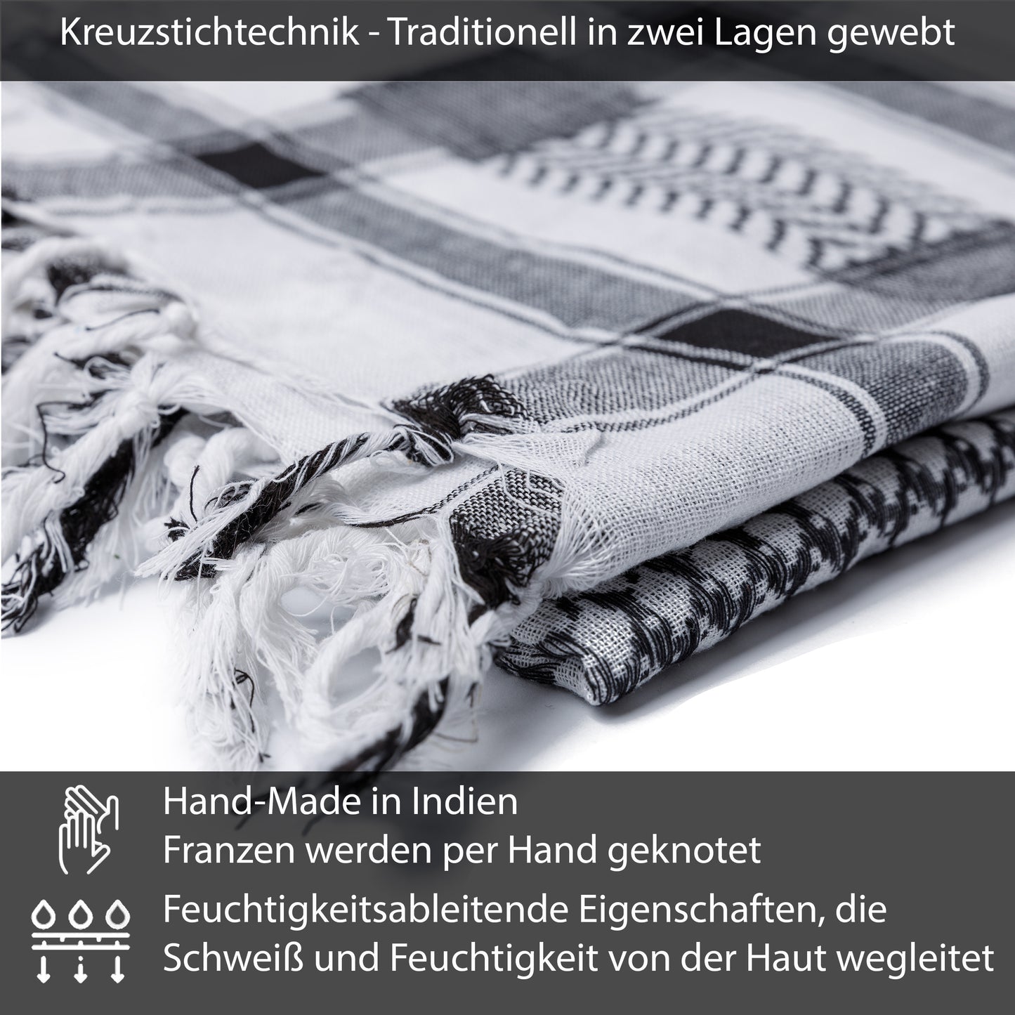 Palästinensertuch Shemagh Kufiya in Weiß Schwarz