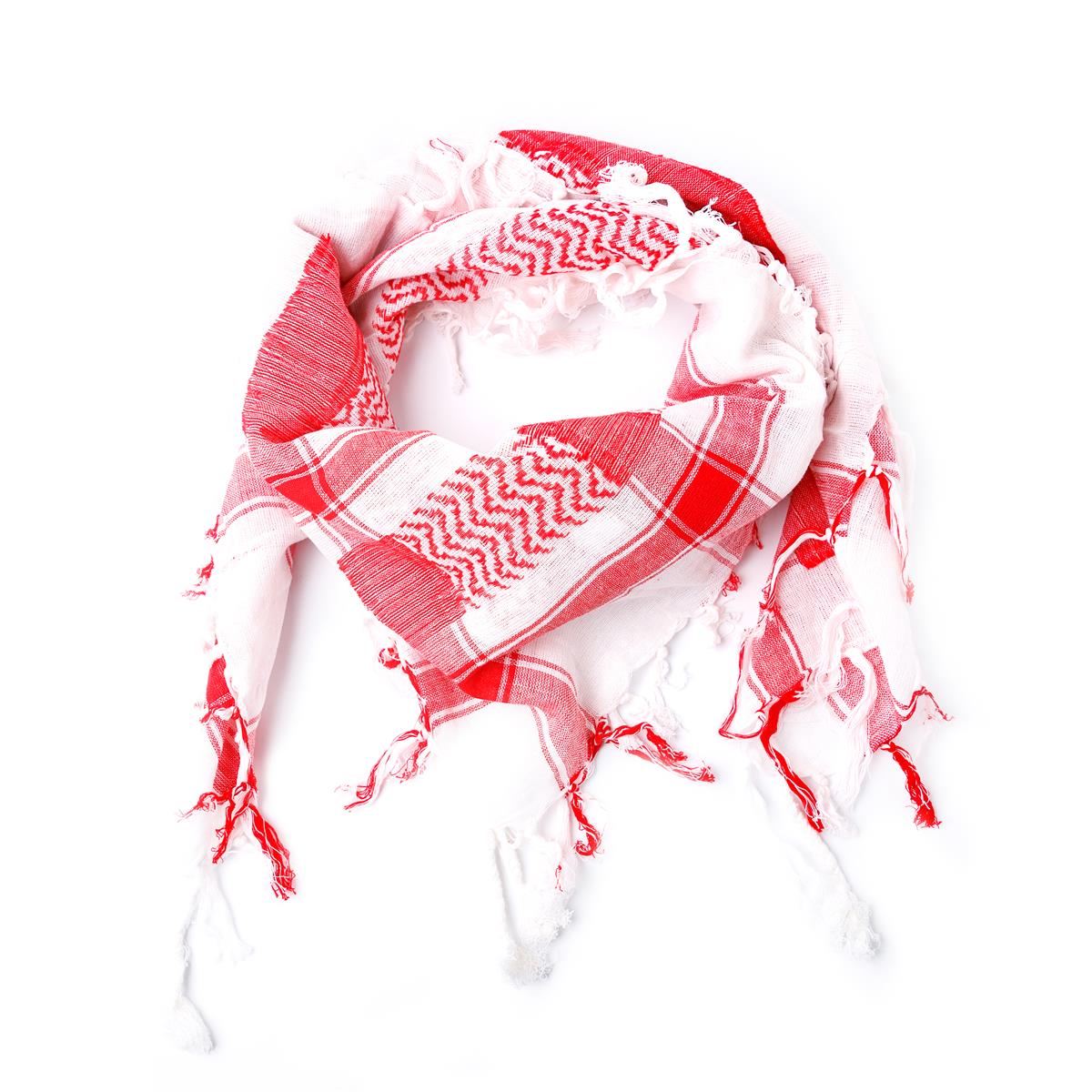 Palästinensertuch Shemagh Kufiya in Rot Weiß - Wild-Clothing