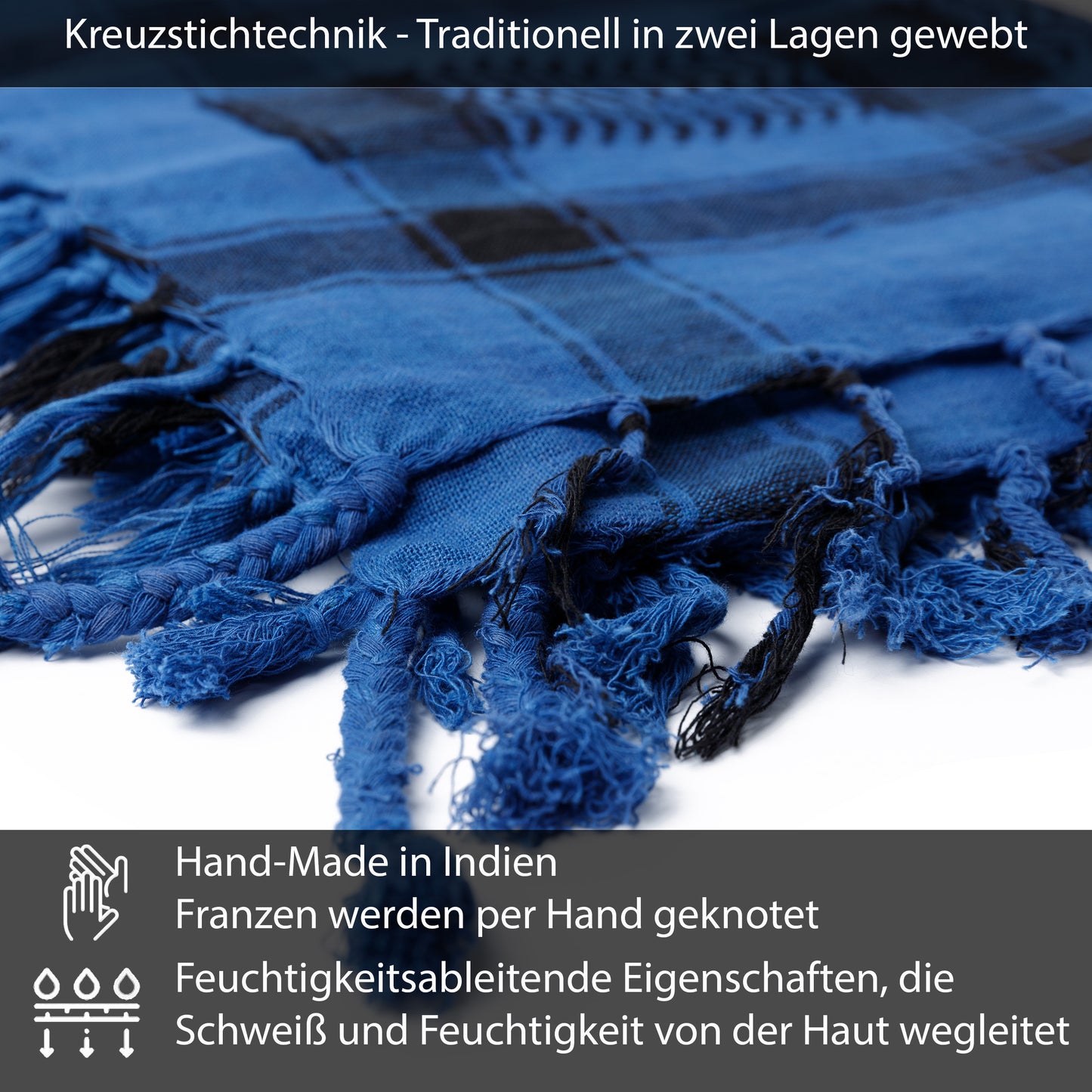 Palästinensertuch Shemagh Kufiya in Schwarz Blau