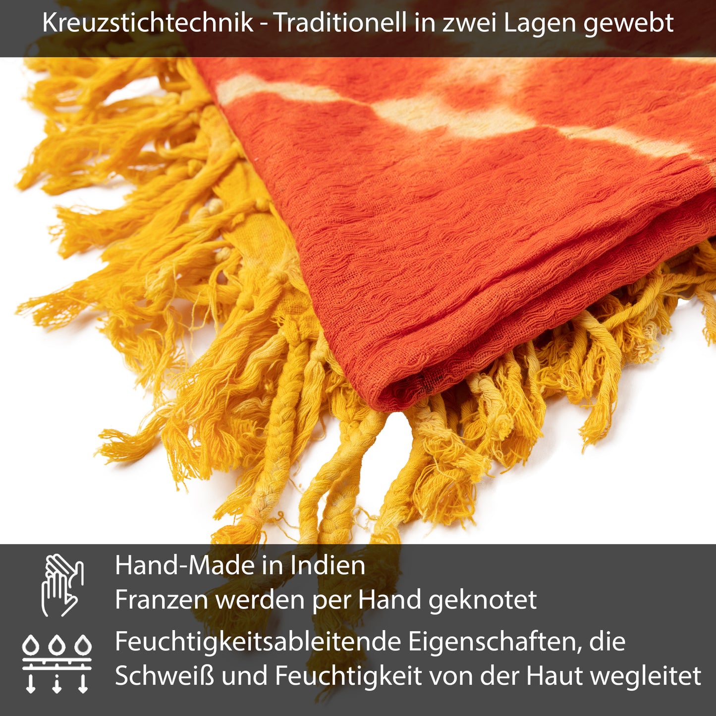 Palästinensertuch Shemagh Kufiya in Orange Gelb Tie Dye