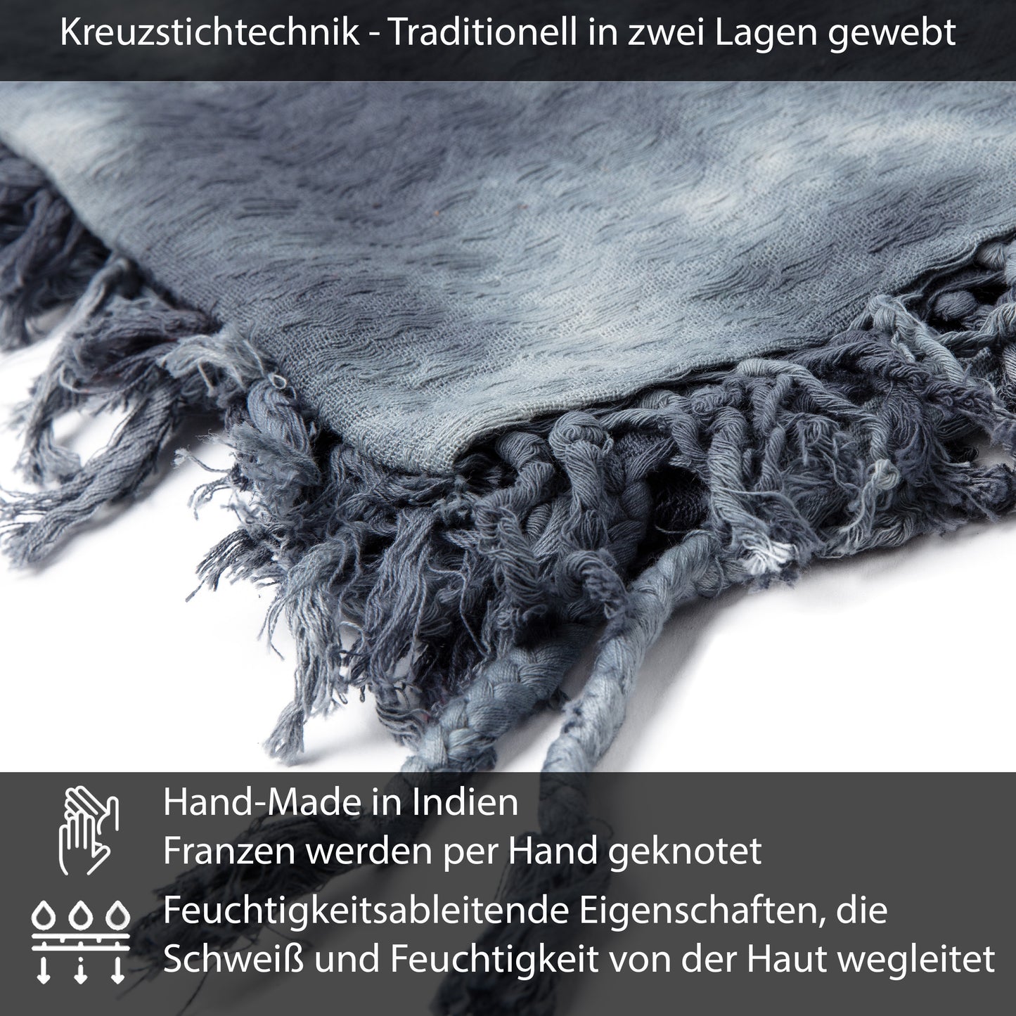 Palästinensertuch Shemagh Kufiya in Grau Tie Dye