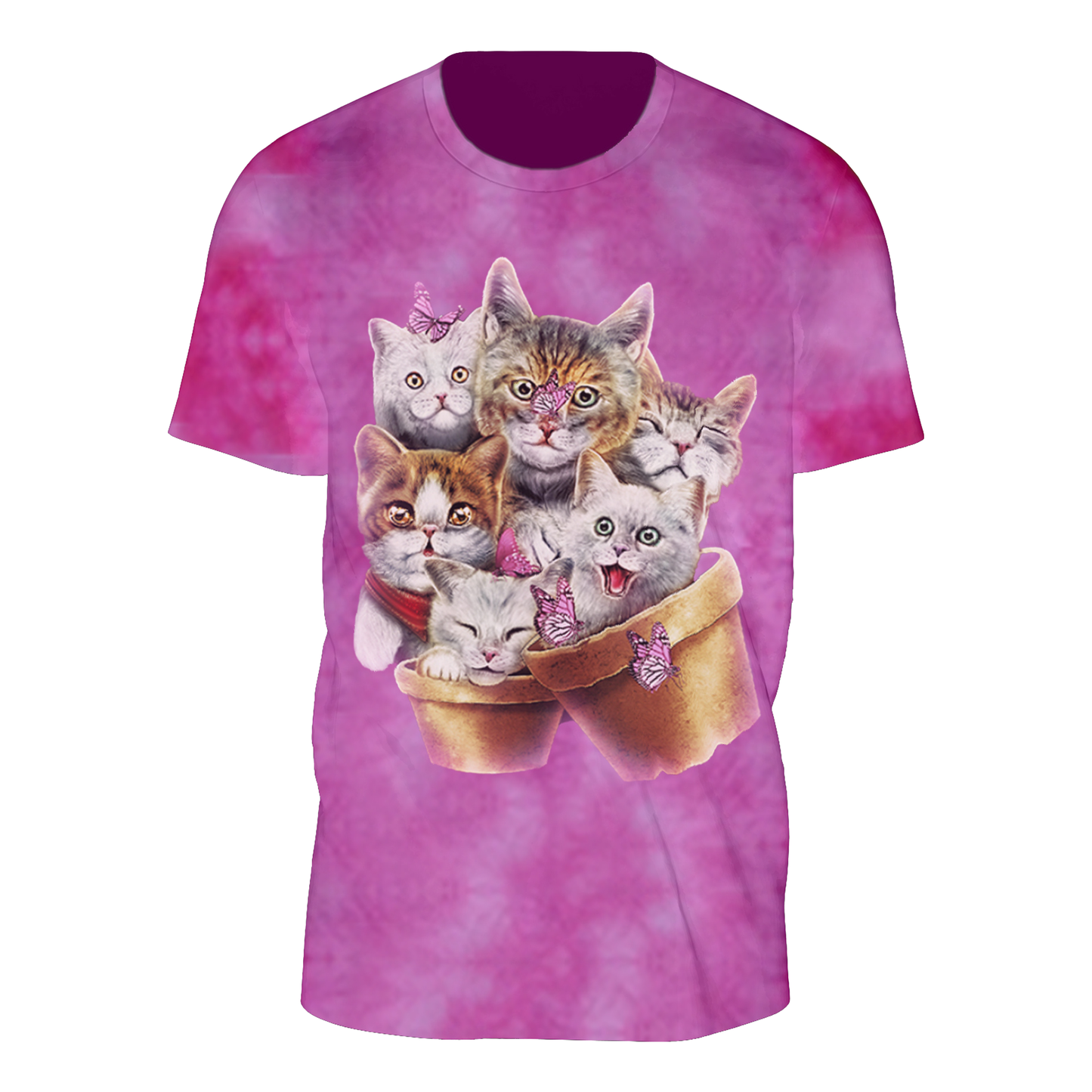 Wild Clothing Tie-Dye Rosa Katzen T-Shirt - Wild-Clothing