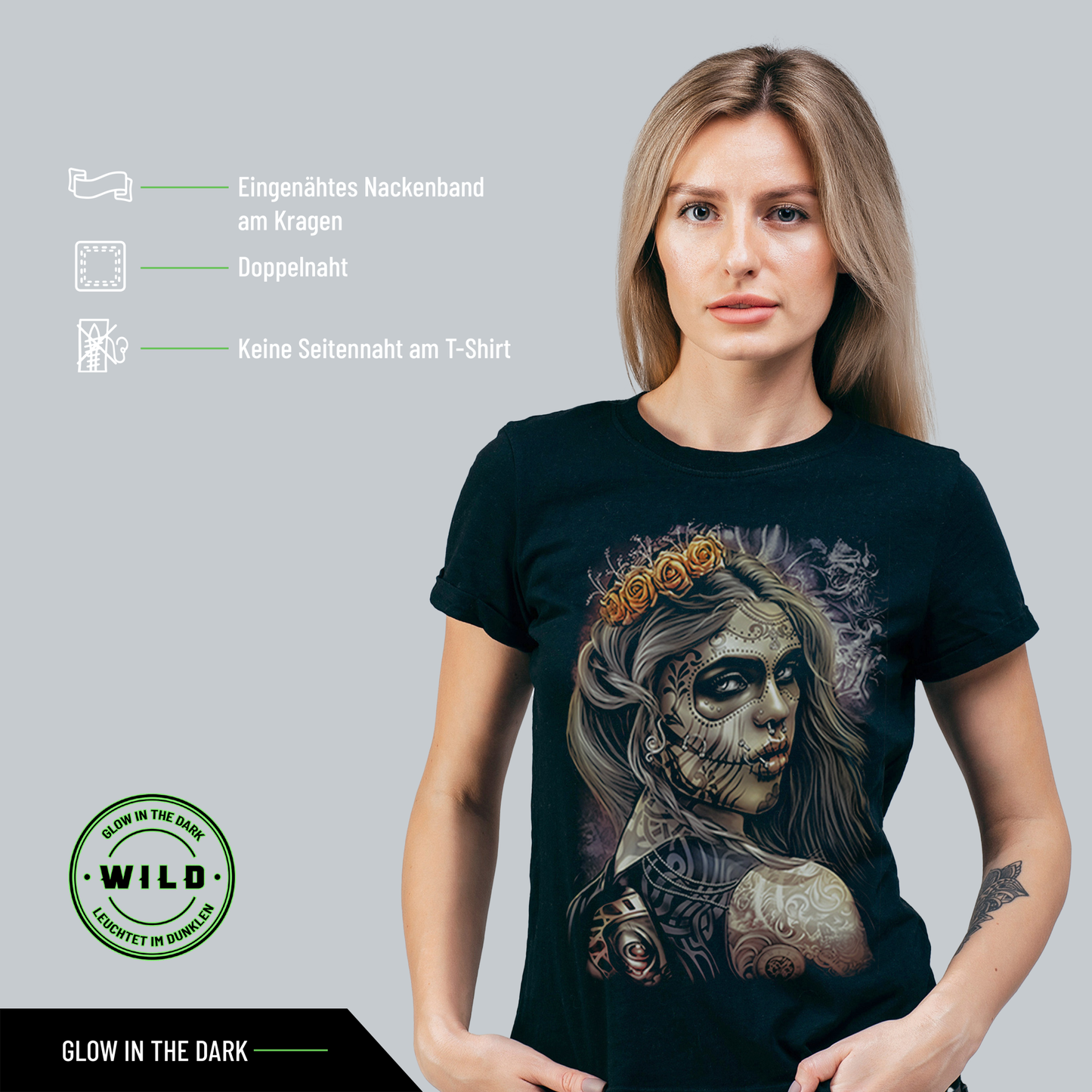 Wild Clothing Dunkle Prinzessin mit Piercings und Tattoo T-Shirt - Wild-Clothing