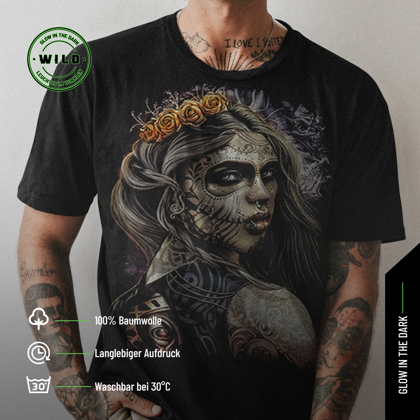 Wild Clothing Dunkle Prinzessin mit Piercings und Tattoo T-Shirt - Wild-Clothing