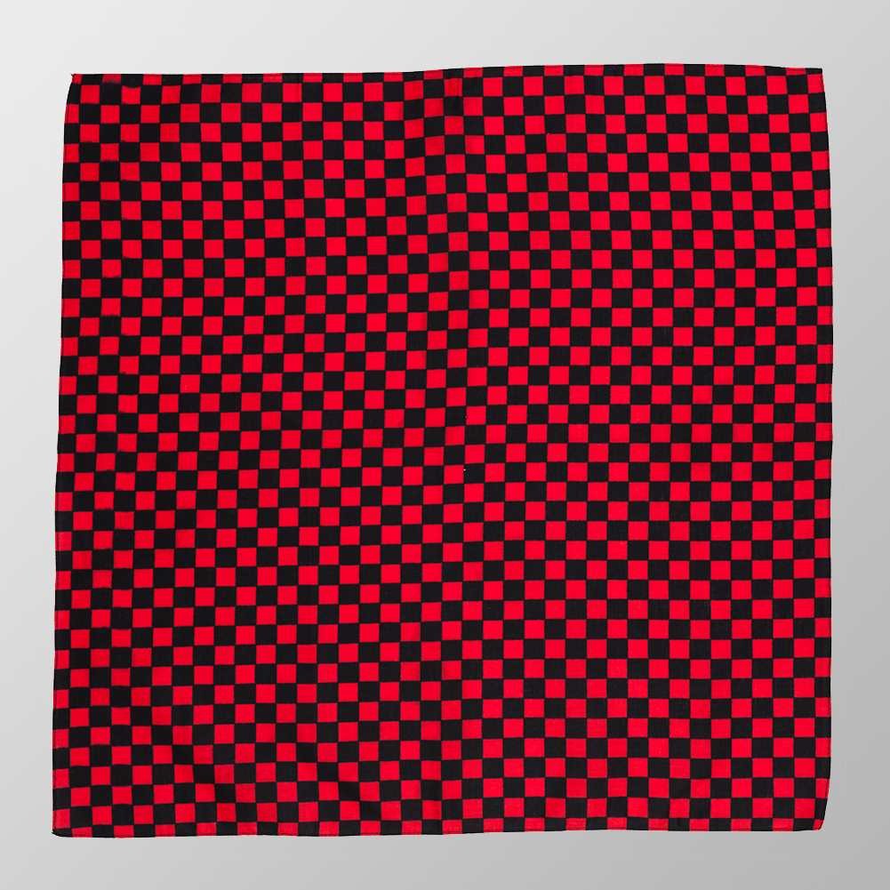 Bandana Halstuch Schwarz Rot Schachbrett Kariert 55 cm x 55 cm - Wild-Clothing