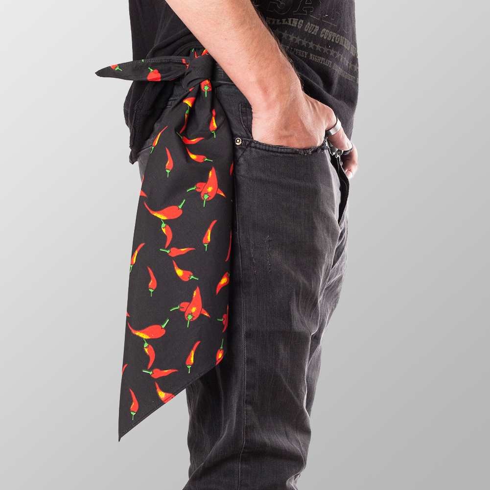 Bandana Halstuch Schwarz Hot Chillies 55 cm x 55 cm - Wild-Clothing
