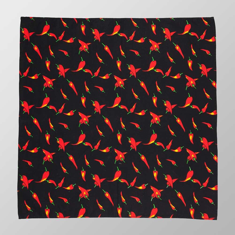 Bandana Halstuch Schwarz Hot Chillies 55 cm x 55 cm - Wild-Clothing