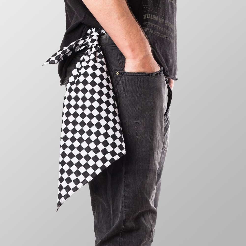 Bandana Halstuch Schwarz Weiß Kariert Schachbrett 55 cm x 55 cm - Wild-Clothing