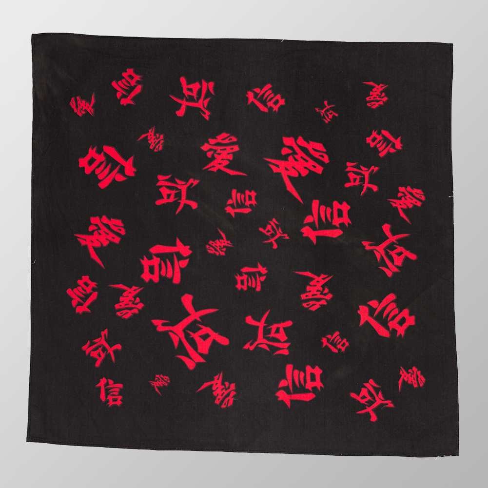 Bandana Halstuch Schwarz Chinesische Schriftzeichen 55 cm x 55 cm - Wild-Clothing