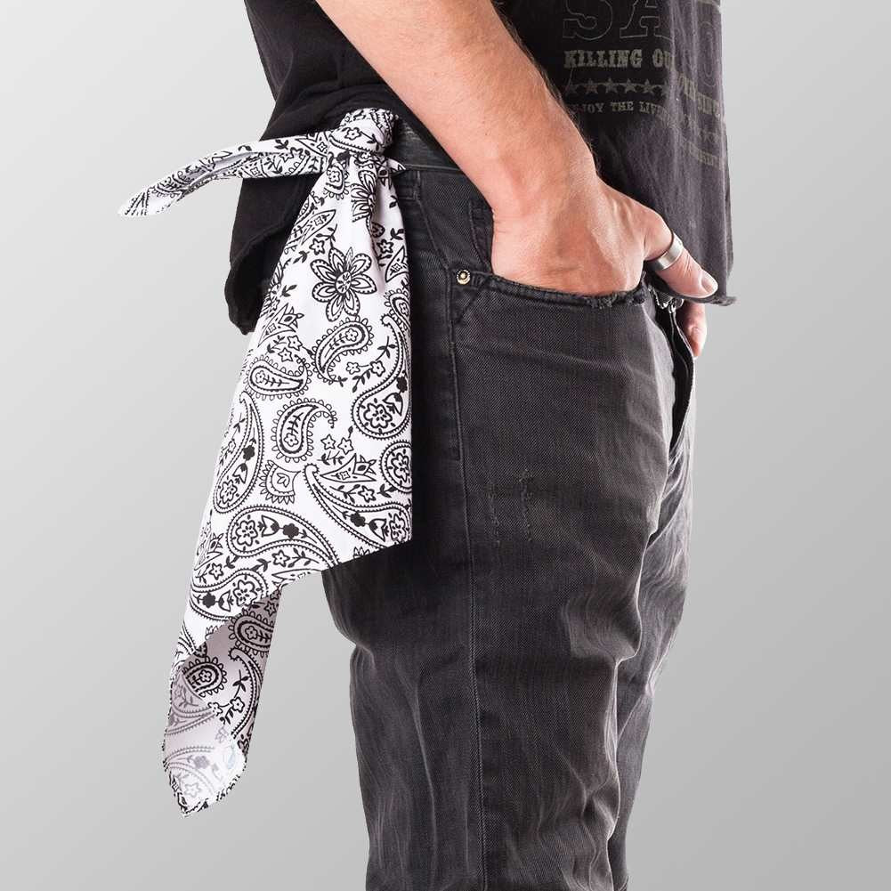 Bandana Halstuch Weiß Paisley 55 cm x 55 cm - Wild-Clothing