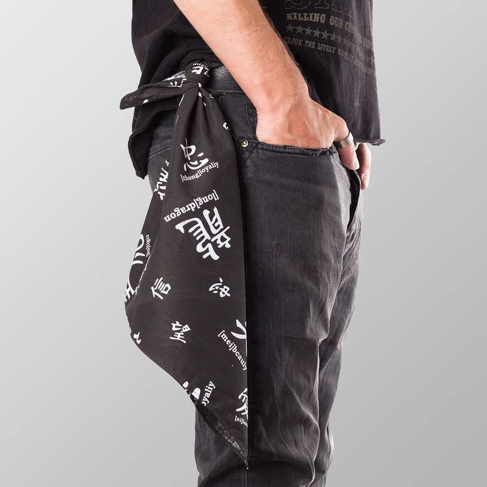 Bandana Halstuch Schwarz Chinesische Schriftzeichen 55 cm x 55 cm - Wild-Clothing