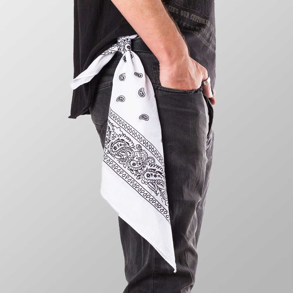 Bandana Halstuch Weiß Paisley 55 cm x 55 cm - Wild-Clothing