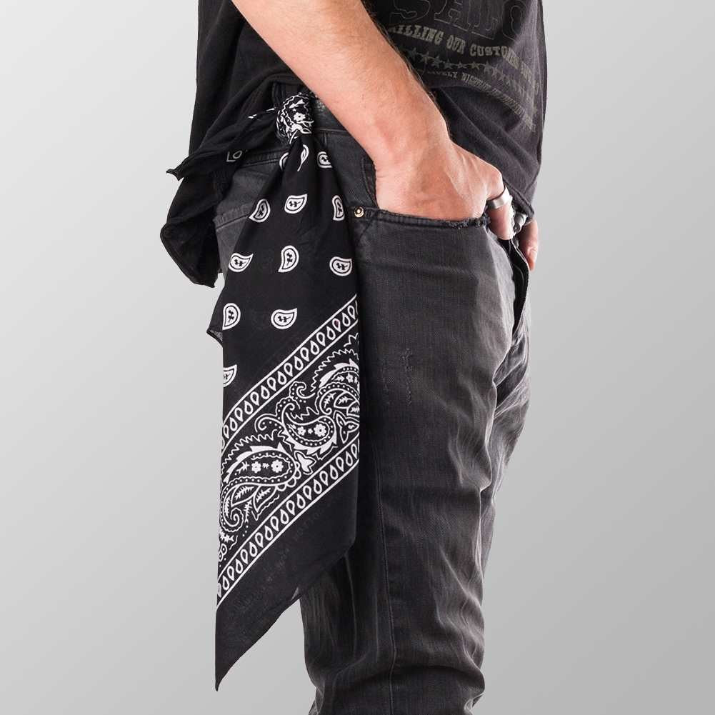 Bandana Halstuch Schwarz Paisley 55 cm x 55 cm