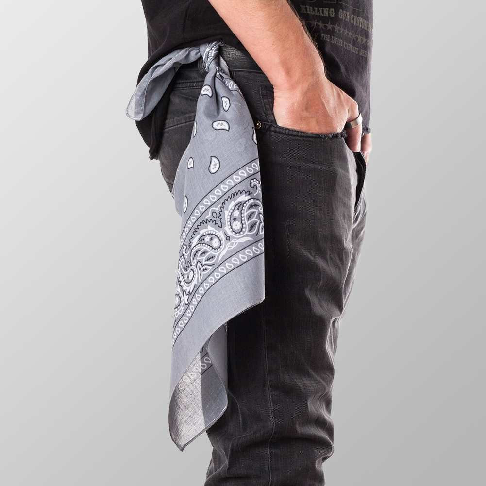 Bandana Halstuch Grau Paisley 55 cm x 55 cm