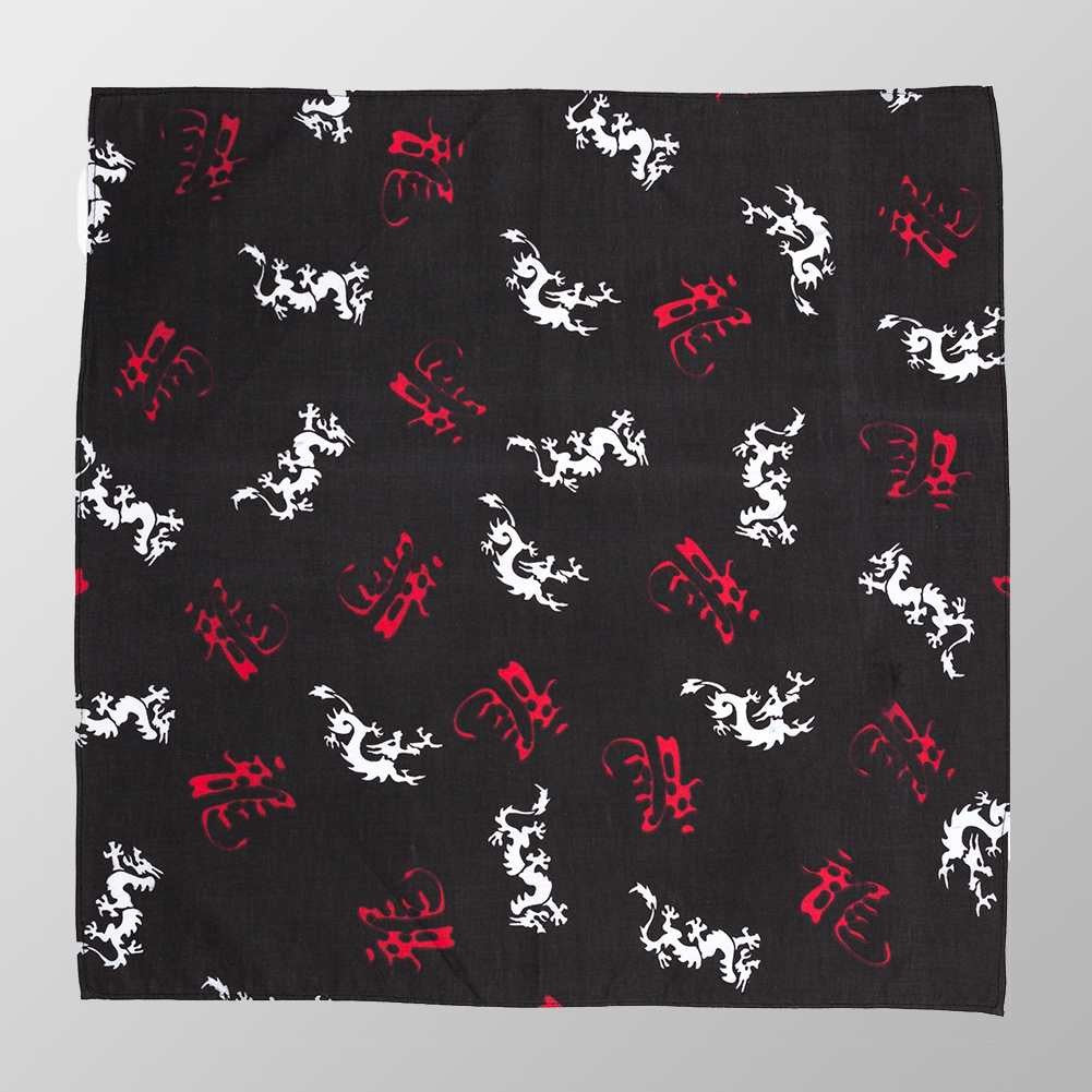 Bandana Halstuch Schwarz Drachen und Schriftzeichen 55 cm x 55 cm