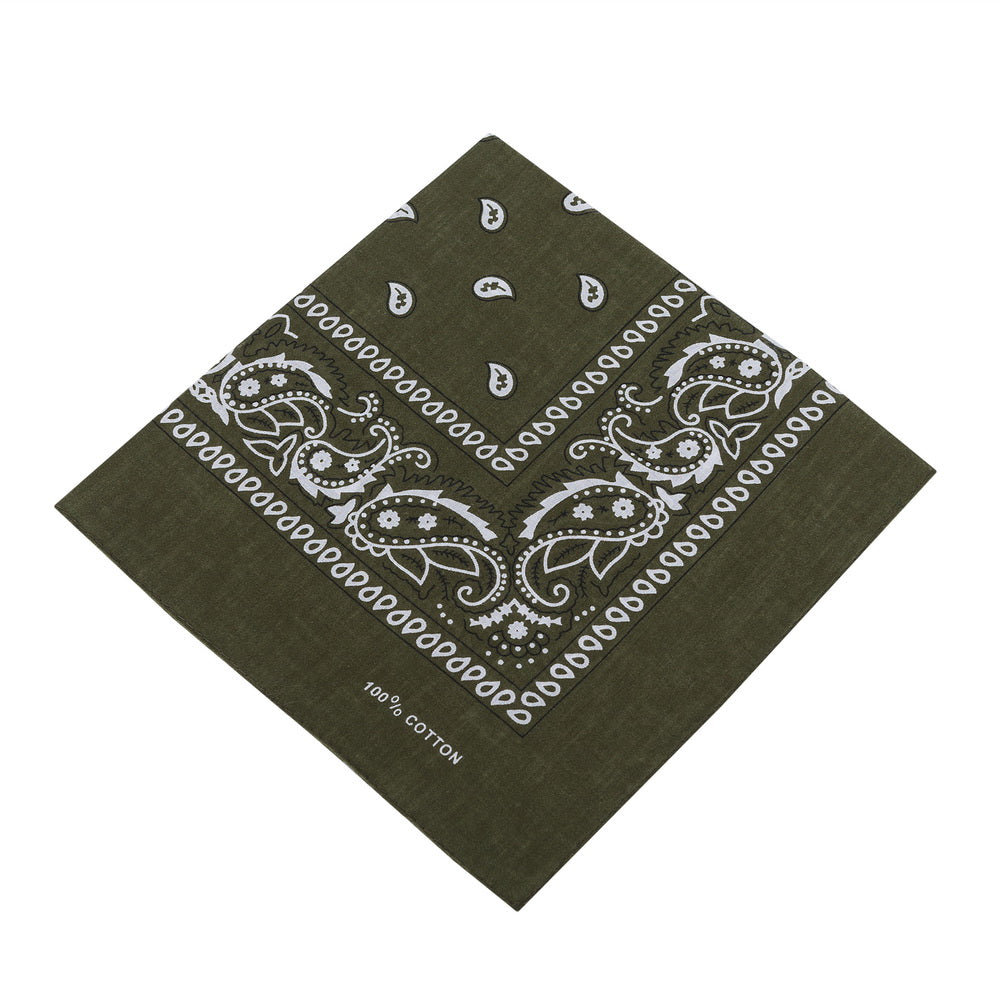 Bandana Halstuch Olive Grün Paisley 55 cm x 55 cm