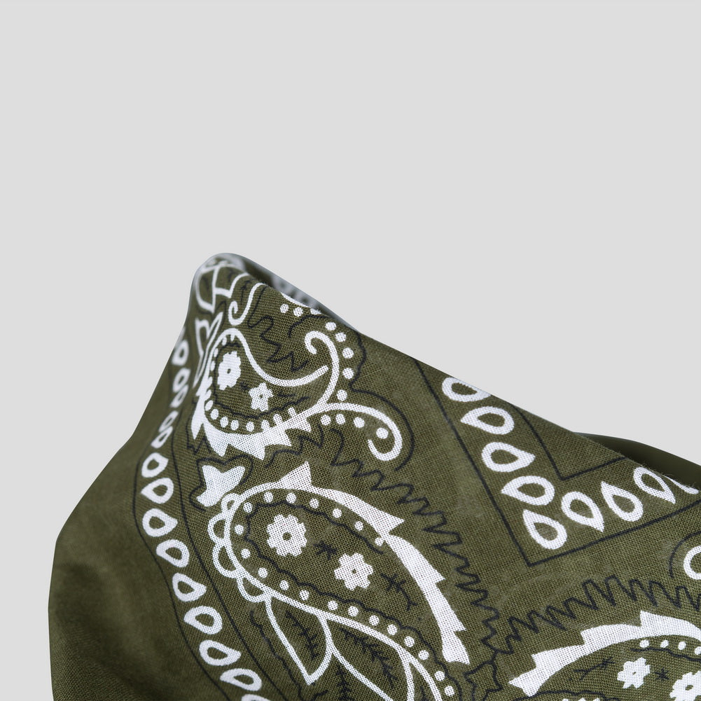 Bandana Halstuch Olive Grün Paisley 55 cm x 55 cm