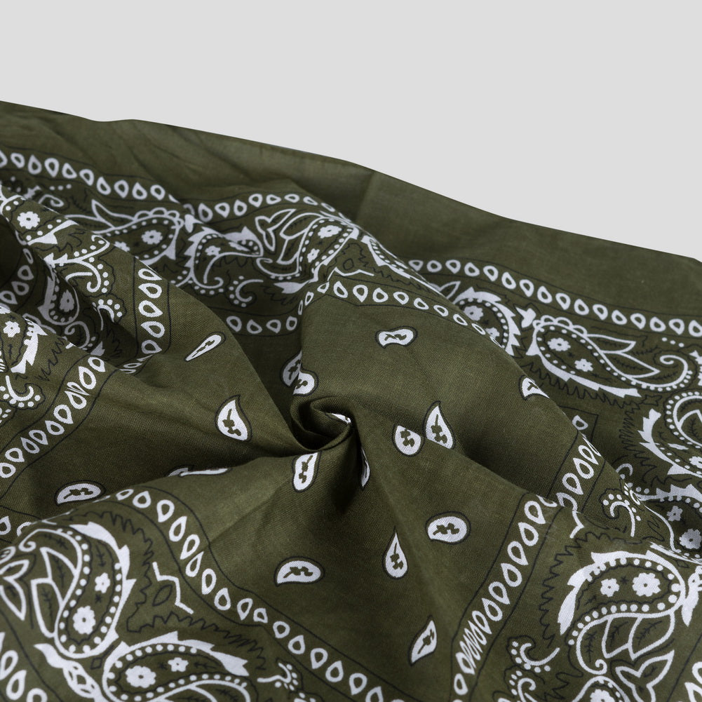 Bandana Halstuch Olive Grün Paisley 55 cm x 55 cm