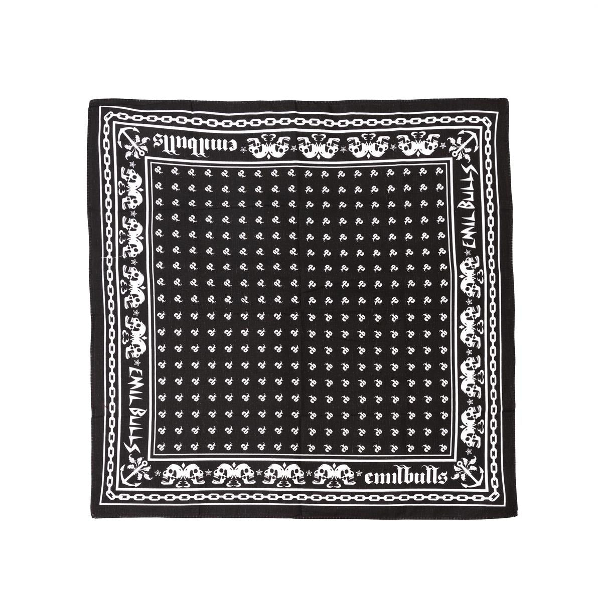 Bandana Halstuch Schwarz Emilbuls Totenkopf Anker mit Aufdruck 55 cm x 55 cm