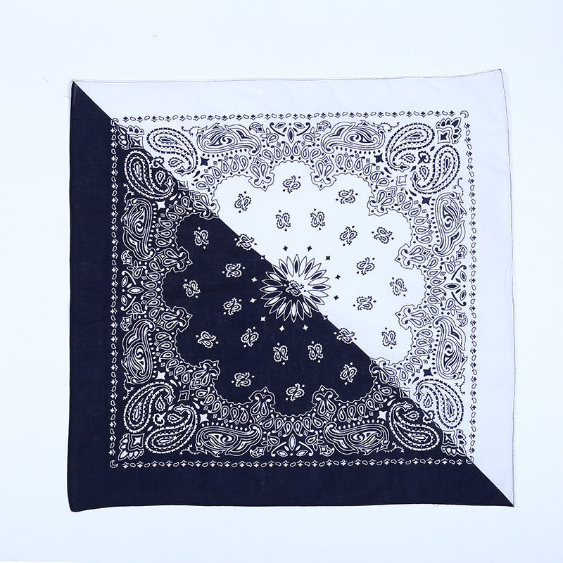 Bandana Halstuch Schwarz Weiß Paisley 55 cm x 55 cm