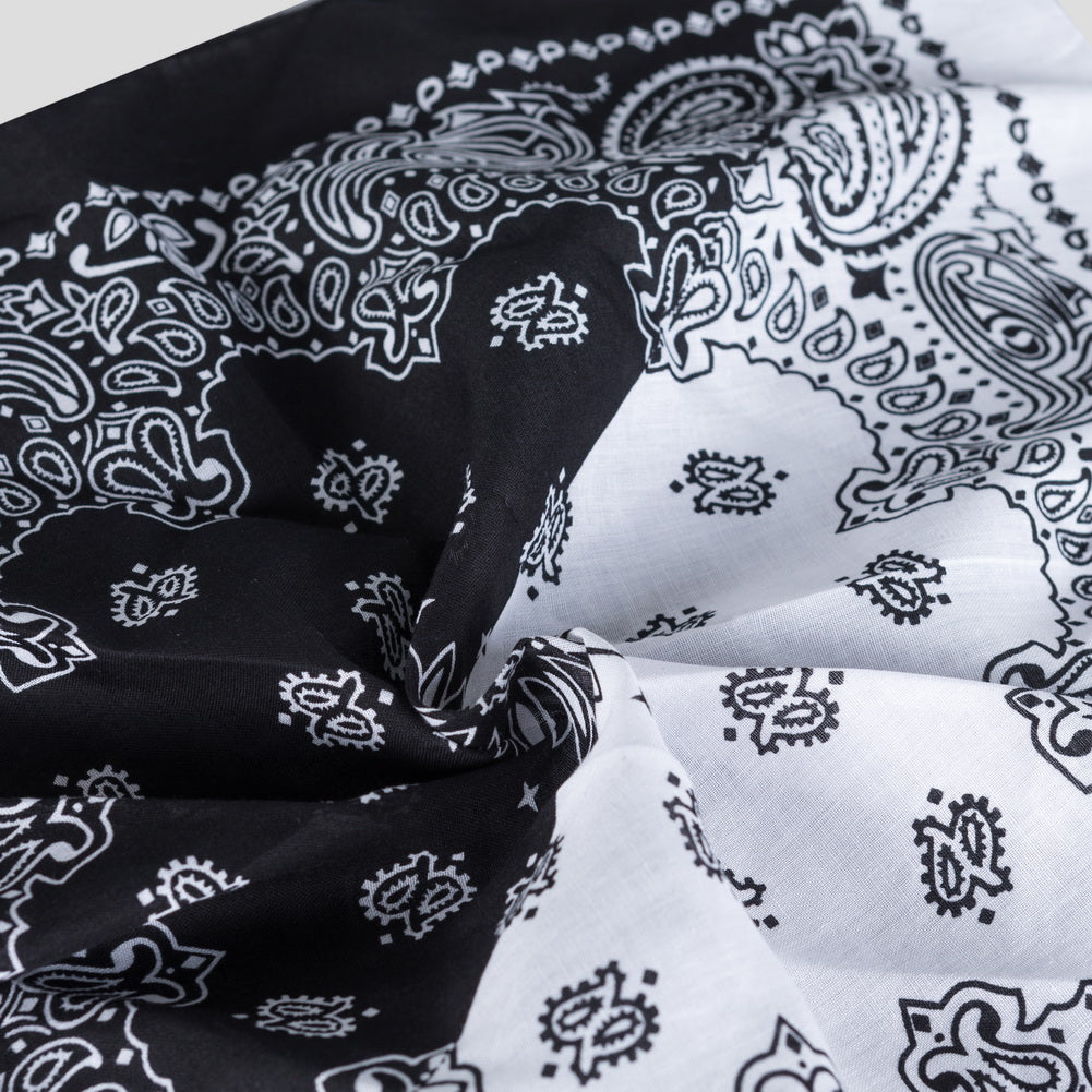 Bandana Halstuch Schwarz Weiß Paisley 55 cm x 55 cm