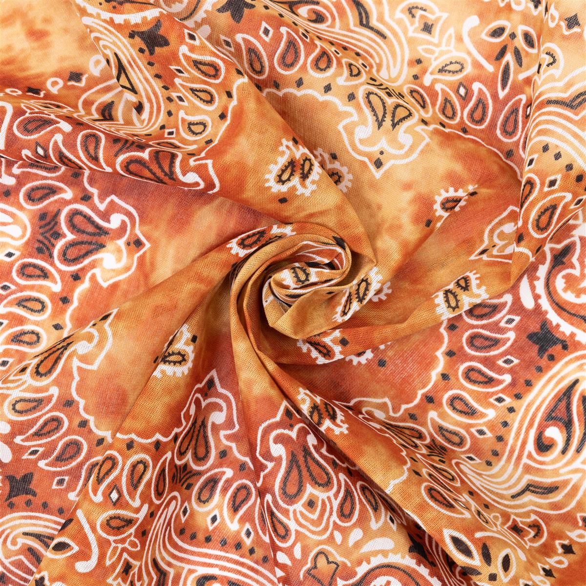 Bandana Halstuch Tie Dye Paisley Floral in Rostbraun 55 cm x 55 cm