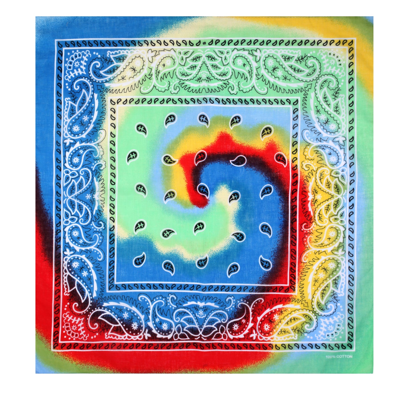 Bandana Halstuch Tie Dye Paisley Floral Regenbogen 55 cm x 55 cm