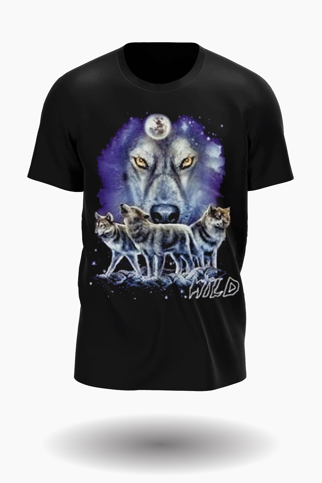 Wild Clothing Leitwolf & Wolfsrudel in der Nacht mit Mond T-Shirt - Wild-Clothing