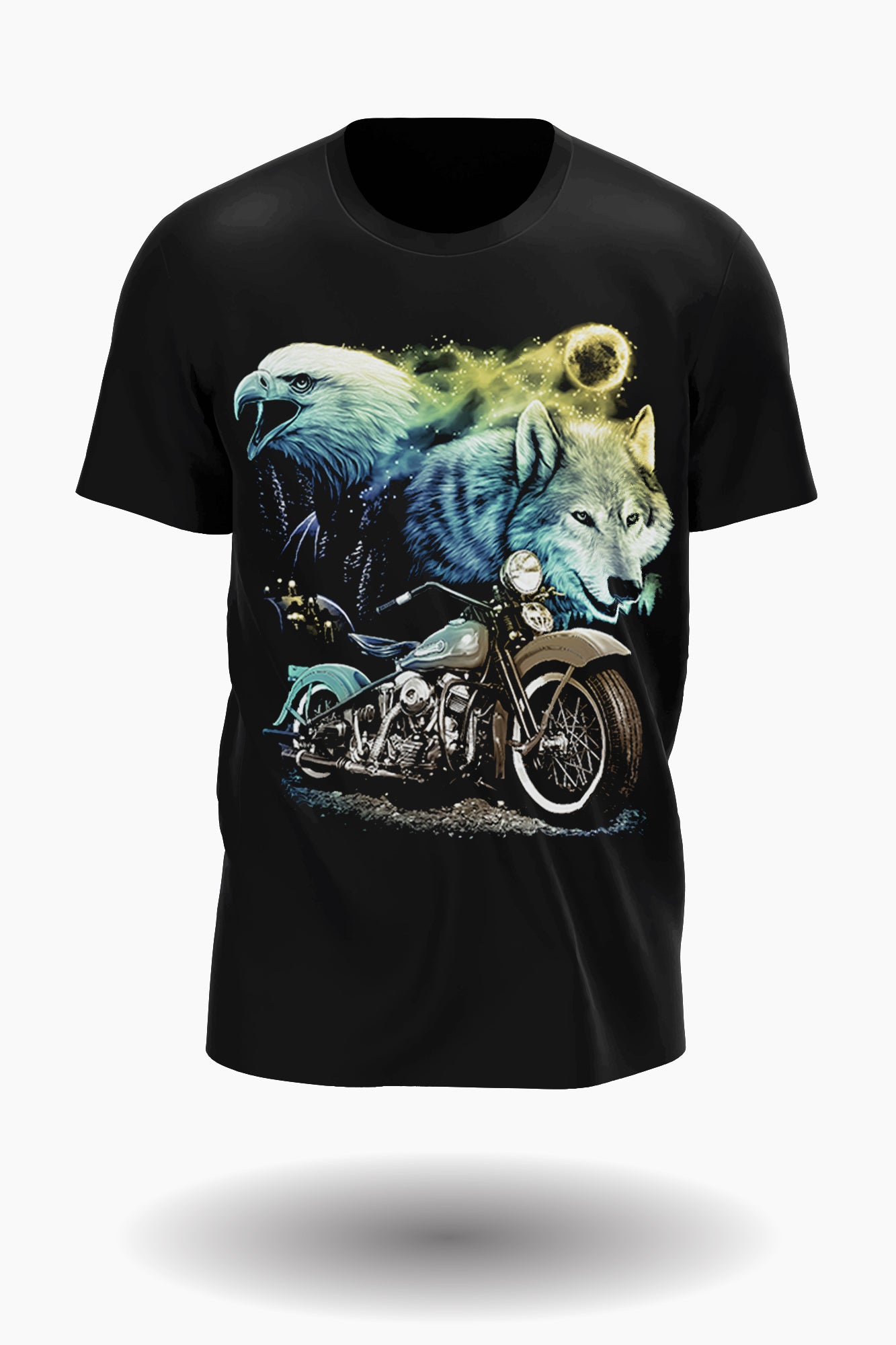 Wild Clothing Beast Design mit Adler, Wolf & Motorrad T-Shirt - Wild-Clothing