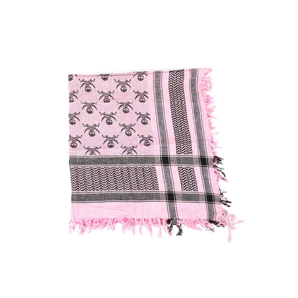 Palästinensertuch Shemagh Kufiya in Pink Schwarz Piraten Muster - Wild-Clothing