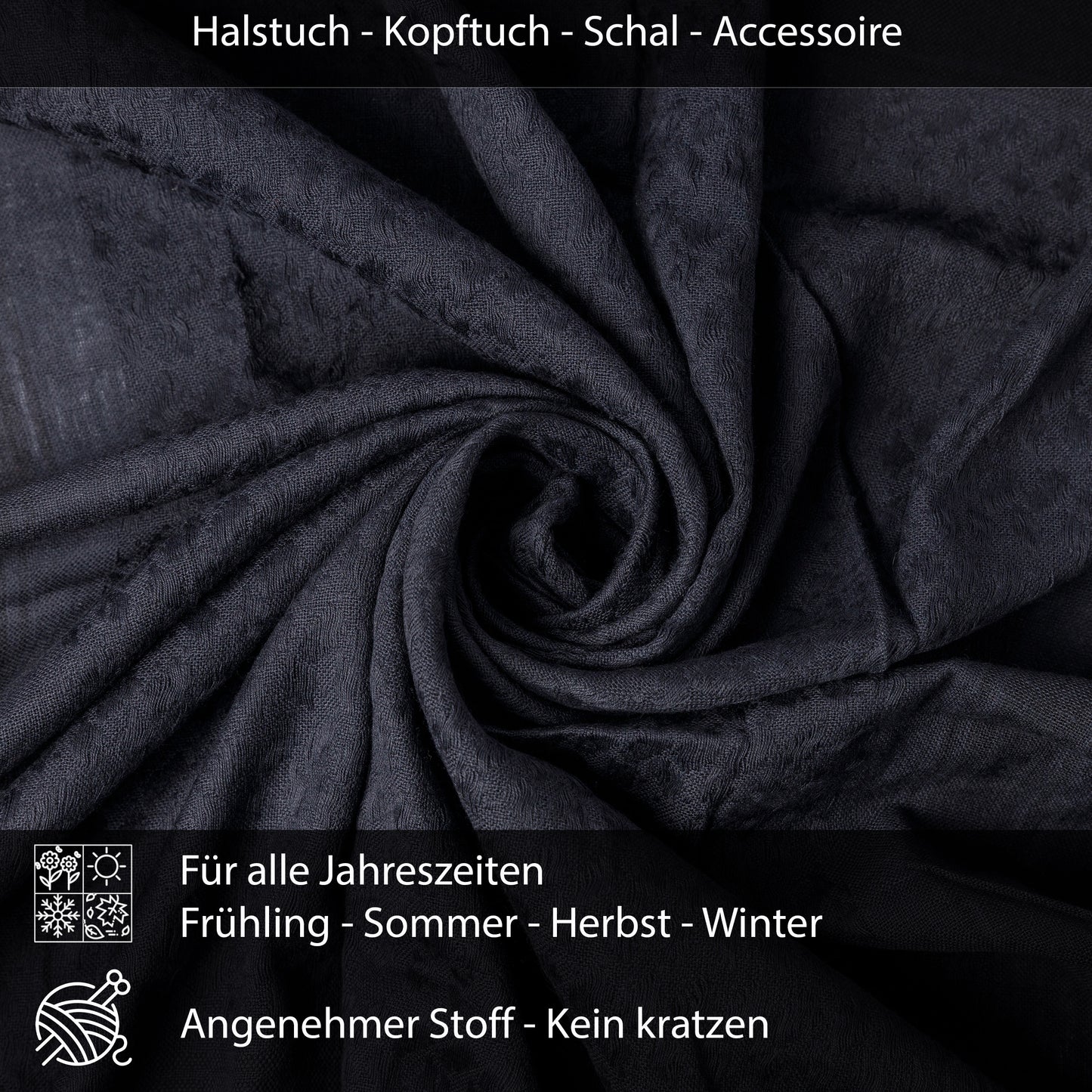 Palästinensertuch Shemagh Kufiya in Schwarz Schwarz