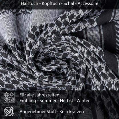 Palästinensertuch Shemagh Kufiya in Schwarz Weiß - Wild-Clothing