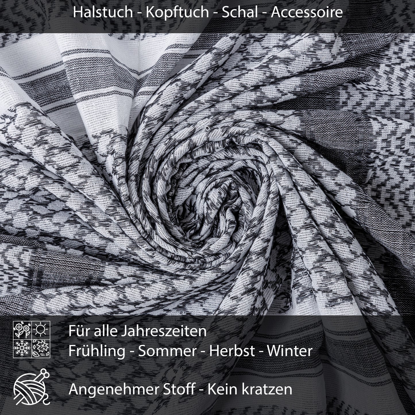 Palästinensertuch Shemagh Kufiya in Weiß Schwarz
