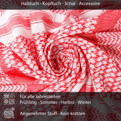 Palästinensertuch Shemagh Kufiya in Rot Weiß - Wild-Clothing