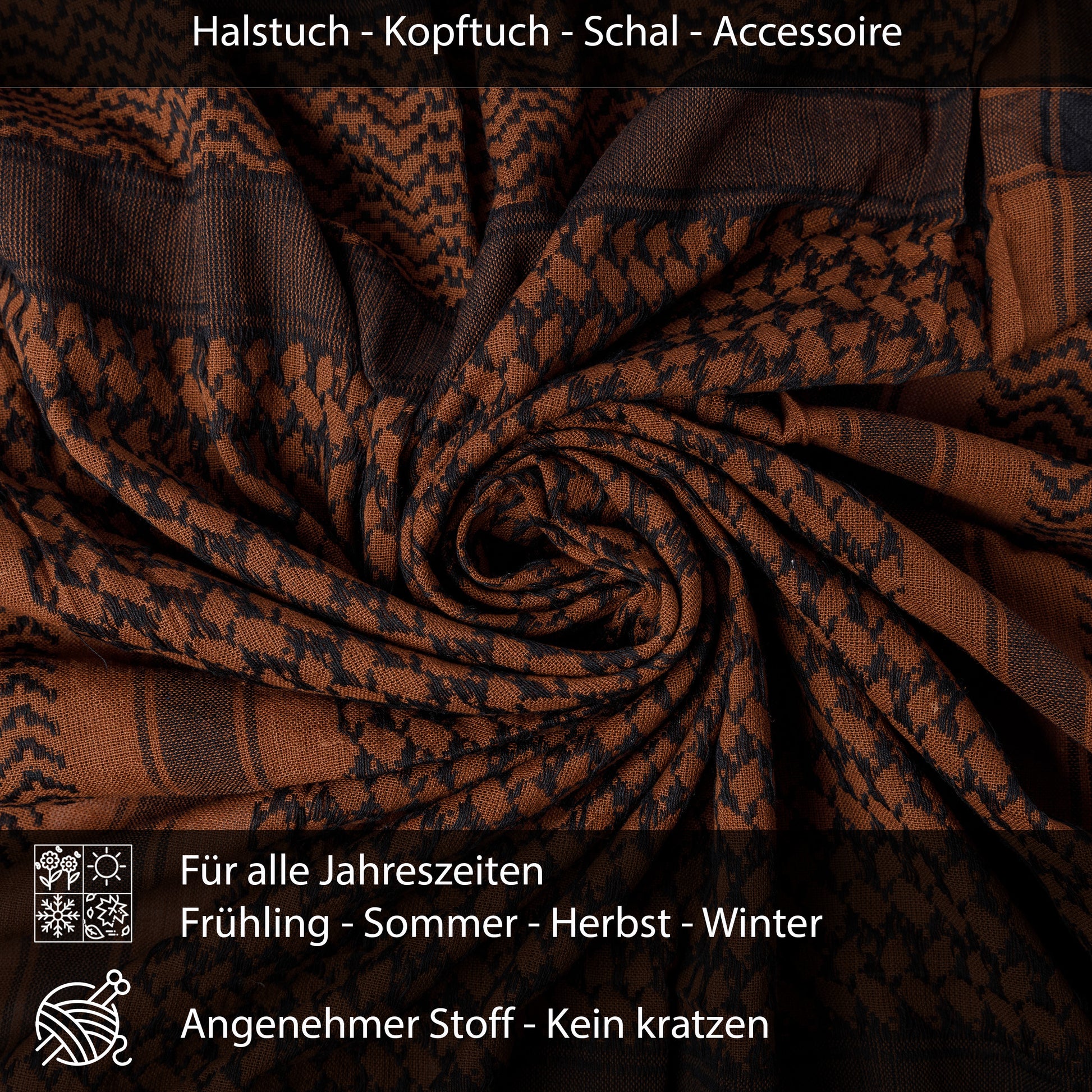 Palästinensertuch Shemagh Kufiya in Braun Schwarz - Wild-Clothing