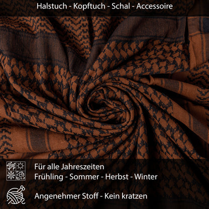 Palästinensertuch Shemagh Kufiya in Braun Schwarz - Wild-Clothing