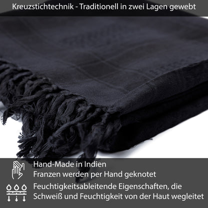 Palästinensertuch Shemagh Kufiya in Schwarz Schwarz