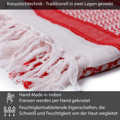 Palästinensertuch Shemagh Kufiya in Rot Weiß - Wild-Clothing