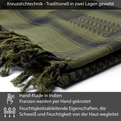 Palästinensertuch Shemagh Kufiya in Schwarz Olivgrün