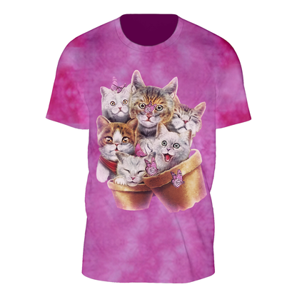 Wild Clothing Tie-Dye Rosa Katzen T-Shirt - Wild-Clothing
