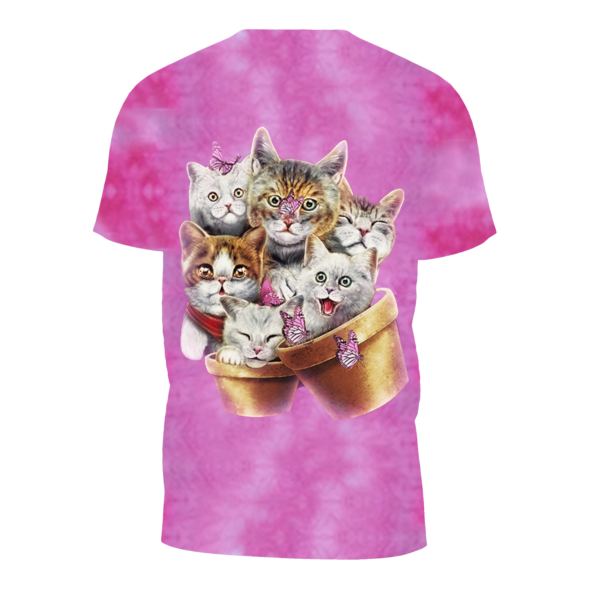 Wild Clothing Tie-Dye Rosa Katzen T-Shirt - Wild-Clothing