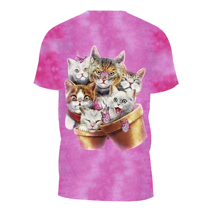 Wild Clothing Tie-Dye Rosa Katzen T-Shirt - Wild-Clothing