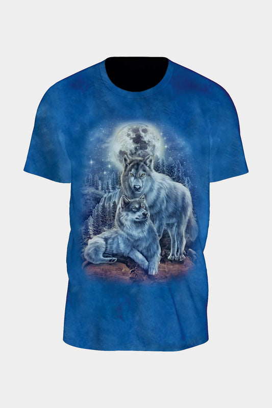 Wild Clothing Tie-Dye Blau Wölfen T-Shirt - Wild-Clothing
