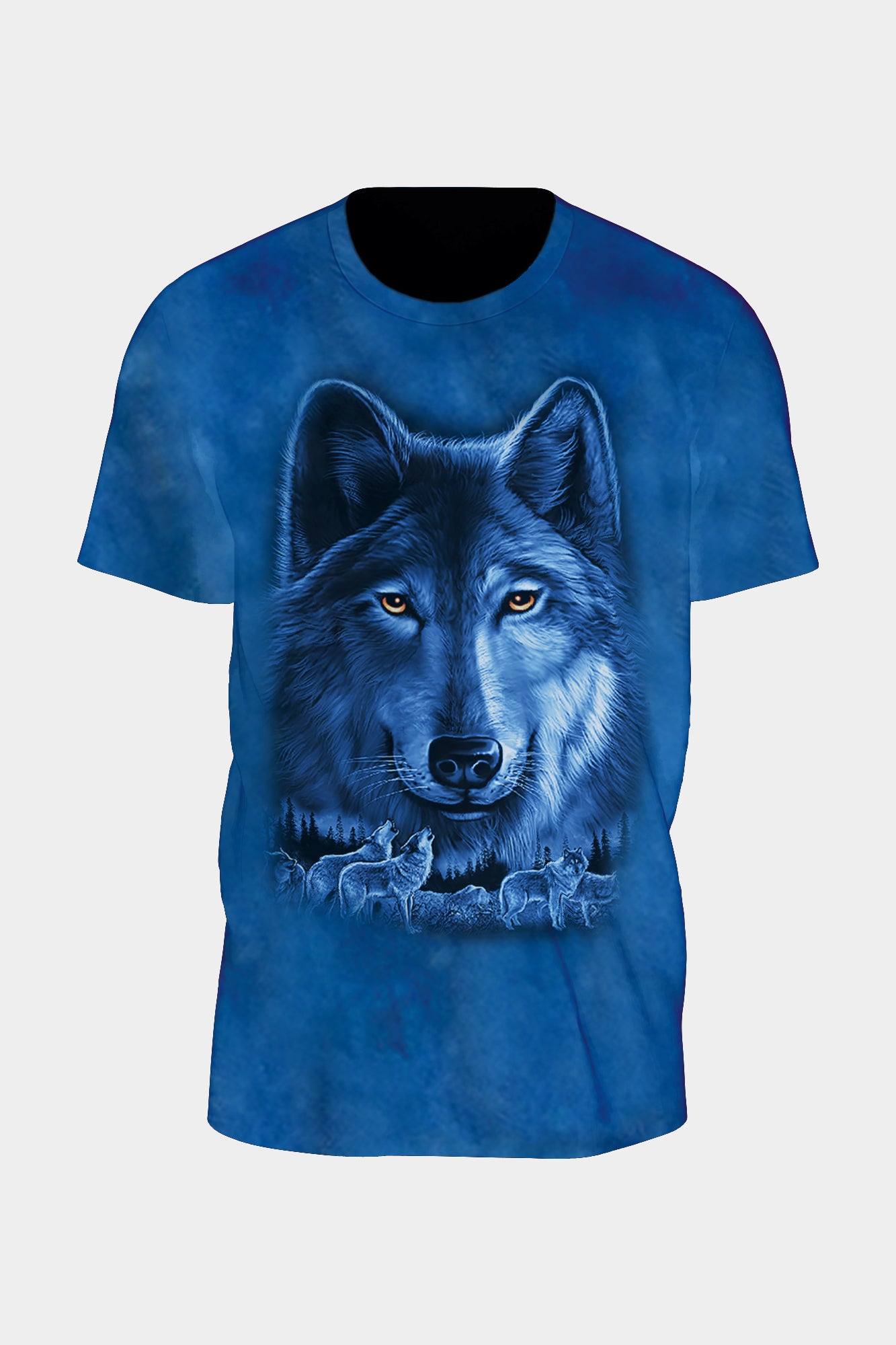 Wild Clothing Tie-Dye Blau einsamer Wolf T-Shirt - Wild-Clothing