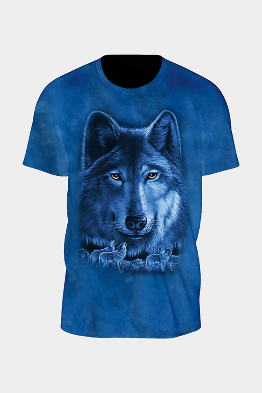 Wild Clothing Tie-Dye Blau einsamer Wolf T-Shirt - Wild-Clothing